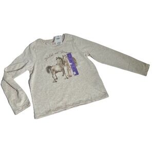 Girls' L sleeve t-shirt horse graphic "Wild at Heart" Script S 7-8 100% Cotton